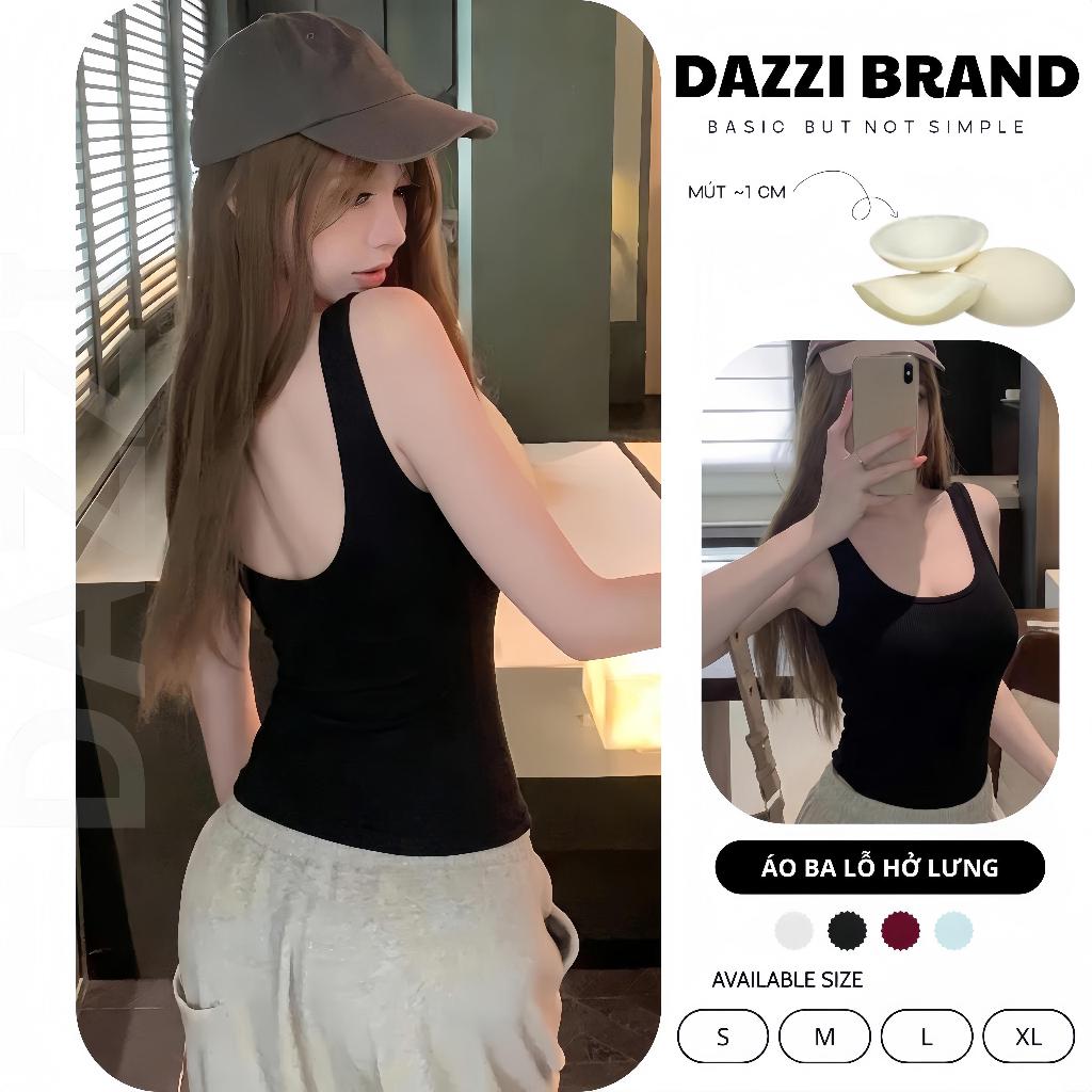 [KÈM MÚT] Áo 3 lỗ hở lưng cổ chữ U Form ôm body tôn dáng chất vải cotton mịn DAZZI A012