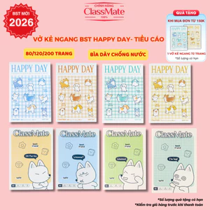 Combo 2/5 Vở Kẻ Ngang Happy Day- Tiểu Cáo CLASSMATE BST 2026 Bìa Dày Chống Nước Giấy Ăn Mực 60gsm