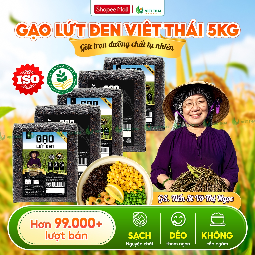 [Combo 5Kg Siêu Rẻ] Gạo Lứt Đen Việt Thái Organic Ăn Kiêng Dẻo Ngon – Lức MS Tím Than Mềm Ít Calo