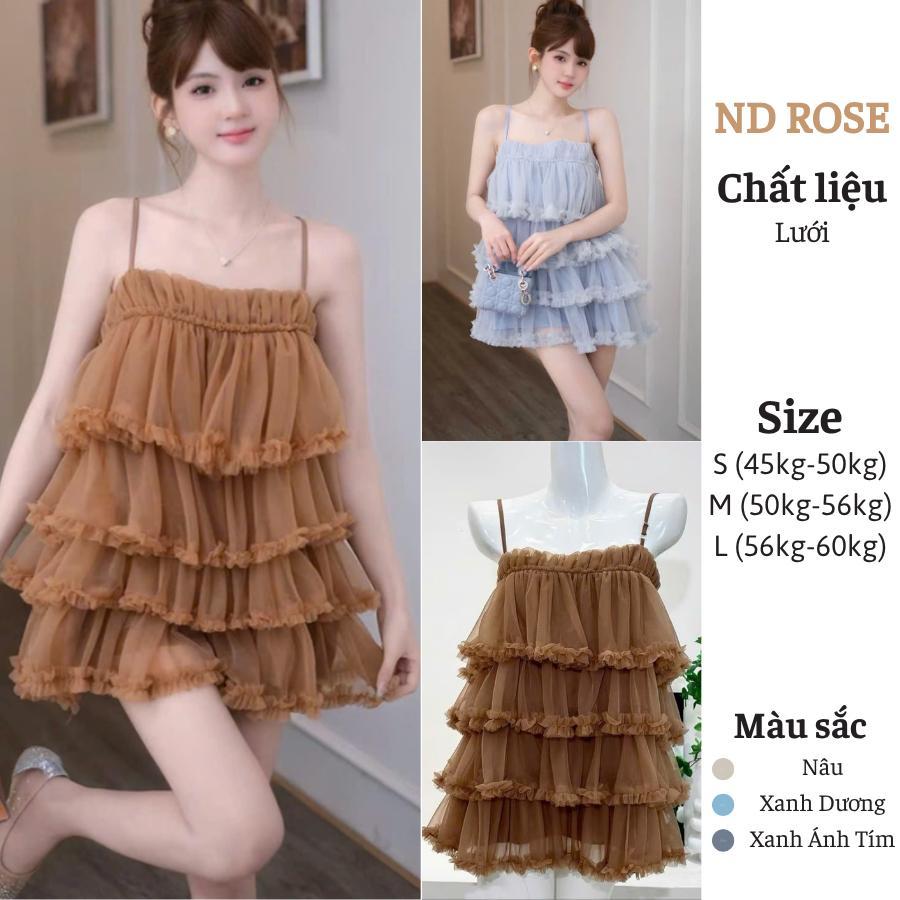 Set 2 Dây Phối Lưới Xếp Tầng Dáng Xòe Xinh Xắn Kèm Quần NDB18