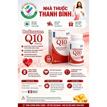 COENZYME Q10 - NHẬP KHẨU PHÁP - HỖ TRỢ TĂNG CƯỜNG SỨC KHỎE TIM MẠCH - GIẢM NGUY CƠ TAI BIẾN TIM MẠCH
