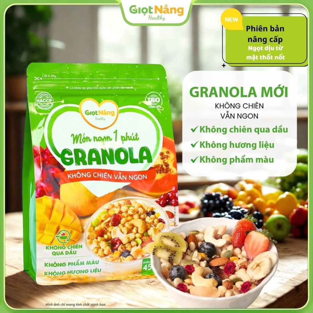 Granola Mới Ăn Sáng Healthy Lành Mạnh Với Hạt Dinh Dưỡng Trái Cây Từ Nông Sản Giọt Nắng Dịp Tết Trung Thu