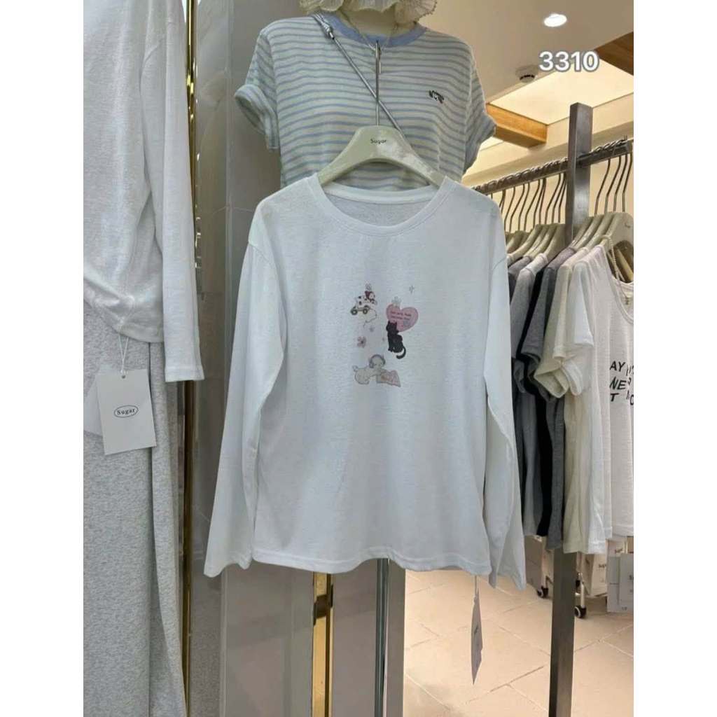 Áo thun Sugar dt cổ tròn in hình mèo