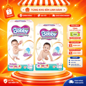 Tã Quần Bobby Premium Soft mới cao cấp Cho Bé Yêu size M60/l56/xl52/xx4ư