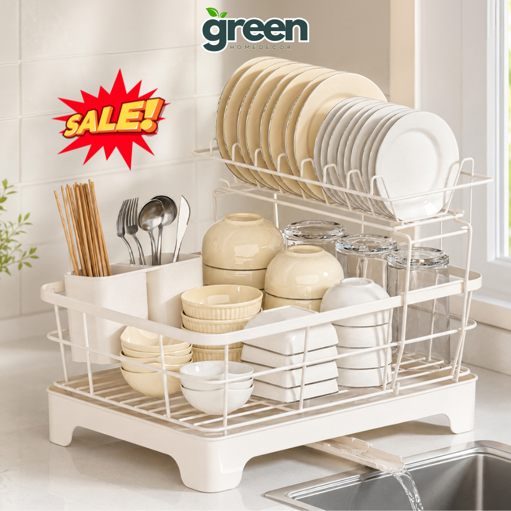 [HÀNG LOẠI 1] Kệ Úp Chén Bát Khung Thép Carbon Chống Gỉ, Giá Để Bát Đĩa Có Khay Thoát Nước Nhà Bếp