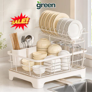 Kệ Úp Chén Bát Khung Thép Carbon Chống Gỉ, Giá Để Bát Đĩa Có Khay Thoát Nước Nhà Bếp