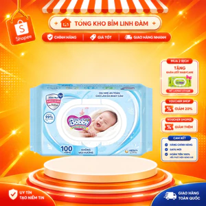 Thùng 16 Gói Khăn ướt Bobby không mùi 100,80 miếng/gói (Xanh)
