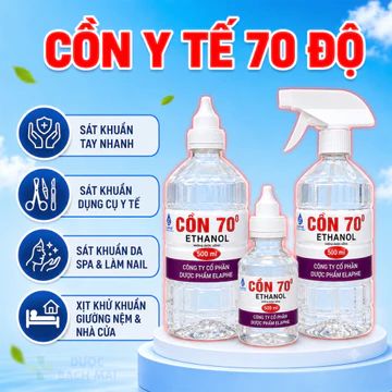 Cồn 70 độ Sát khuẩn y tế Cồn sát khuẩn tay Xịt khử khuẩn giường nệm cho bé Làm Nail an toàn sử dụng