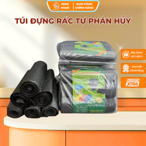 COMBO 5 Túi 15 Cuộn Túi Đựng Rác Đen Tự Phân Hủy Hàng Dày Dặn - Bao Rác Kích Thước Lớn Tiện Dụng Cho Gia Đình SENOHOME