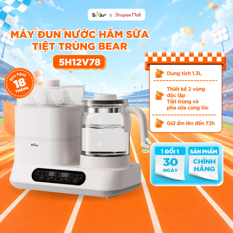 Máy Hâm Sữa Tiệt Trùng Bear 1.3L Máy Đun Nước Pha Sữa Cho Bé Máy Tiệt Trùng Vệ Sinh Bình Nước Đa Chức Năng WW-5H12V78 — ảnh 1