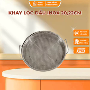 Khay 20,22cm Inox 304 Kèm Vỉ Lưới Cao Cấp - Khay Ráo Dầu, Lọc Dầu Chiên Rán, Hấp, Chống Gỉ Sét, Dễ Vệ Sinh