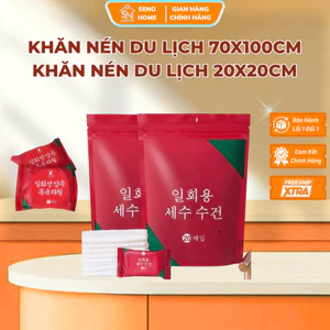 Combo 10 Khăn tắm, Khăn mặt nén du lịch kích thước 70x100cm dùng 1 lần cotton tiện lợi -Khăn mặt nén 20×20cm khách sạn