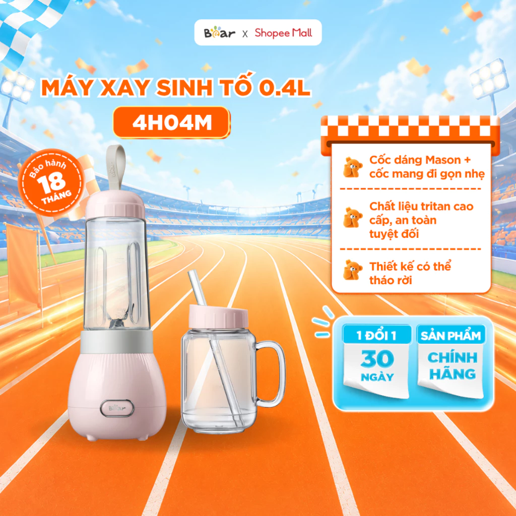 Máy Xay Sinh Tố Mini Cầm Tay Bear