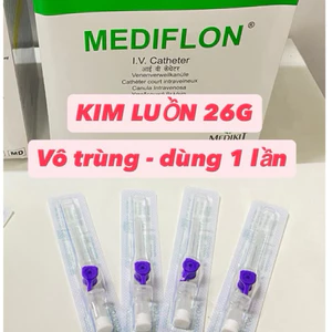 Kim Luồn Tĩnh Mạch 26G MEDIFLON | Kim Luồn IV 26G Màu Tím | Catheter Truyền Dịch Cho Trẻ Em, Thú Y