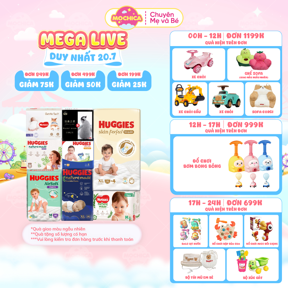 [TỔNG] Tã Bỉm Quần/Dán HUGGIES siêu cao cấp Platinum Nature Made đầy đủ size - Mochica