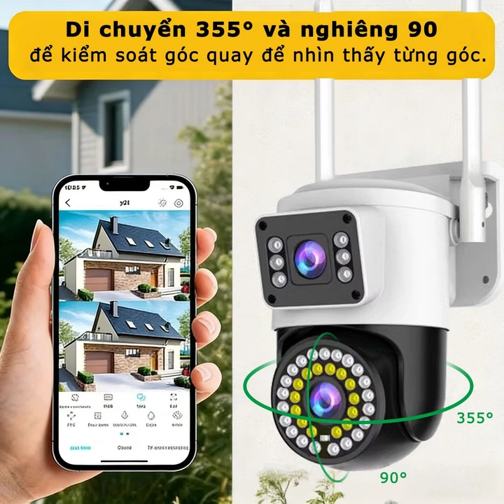 YISUNYU 2.4G WiFi Camera giám sát，Camera Wi-Fi ngoài trời, xoay 360°, tầm nhìn ban đêm có màu – 2