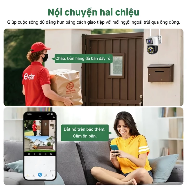YISUNYU 2.4G WiFi Camera giám sát，Camera Wi-Fi ngoài trời, xoay 360°, tầm nhìn ban đêm có màu – 4