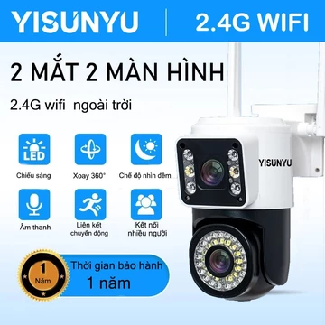 YISUNYU 2.4G WiFi Camera giám sát，Camera Wi-Fi ngoài trời, xoay 360°, tầm nhìn ban đêm có màu