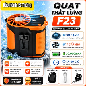 Quạt Mini Đeo Thắt Lưng F23 Sò Lạnh , Động Cơ Không Chổi Than , Pin 20.000mah