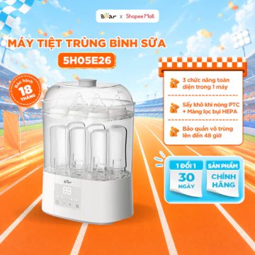 Máy Tiệt Trùng Bình Sữa Bear Tiệt Trùng Hơi Nước, Sấy Khô Đa Năng Bảo Quản 48 Giờ An Toàn Cho Bé ST-5H05E26