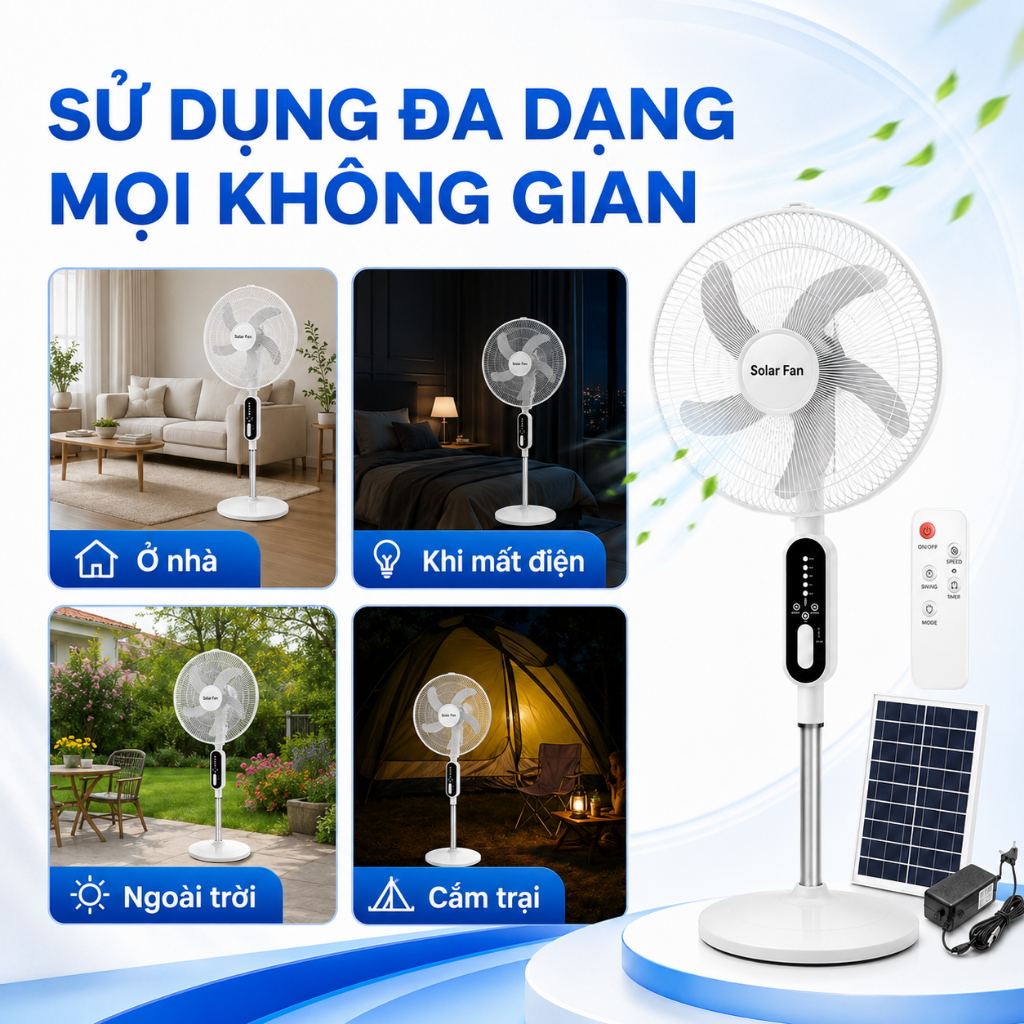 Quạt Năng Lượng Mặt Trời Anhlinh Quạt Tích Điện, Quạt Sạc Điện Thoại 220V Có Đèn LED, Remote Điều Khiển, Tiết Kiệm Điện | BigBuy360 - bigbuy360.vn
