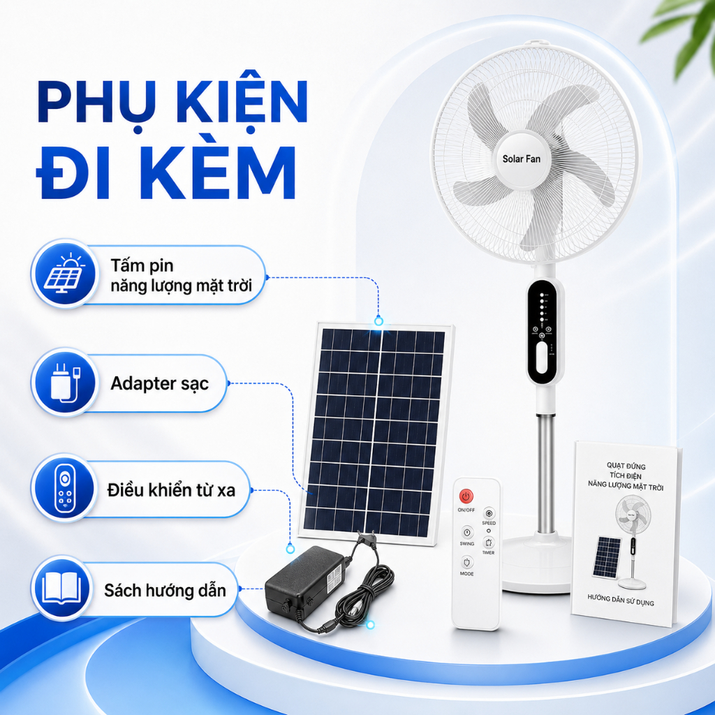 Quạt Năng Lượng Mặt Trời Anhlinh Quạt Tích Điện, Quạt Sạc Điện Thoại 220V Có Đèn LED, Remote Điều Khiển, Tiết Kiệm Điện | BigBuy360 - bigbuy360.vn
