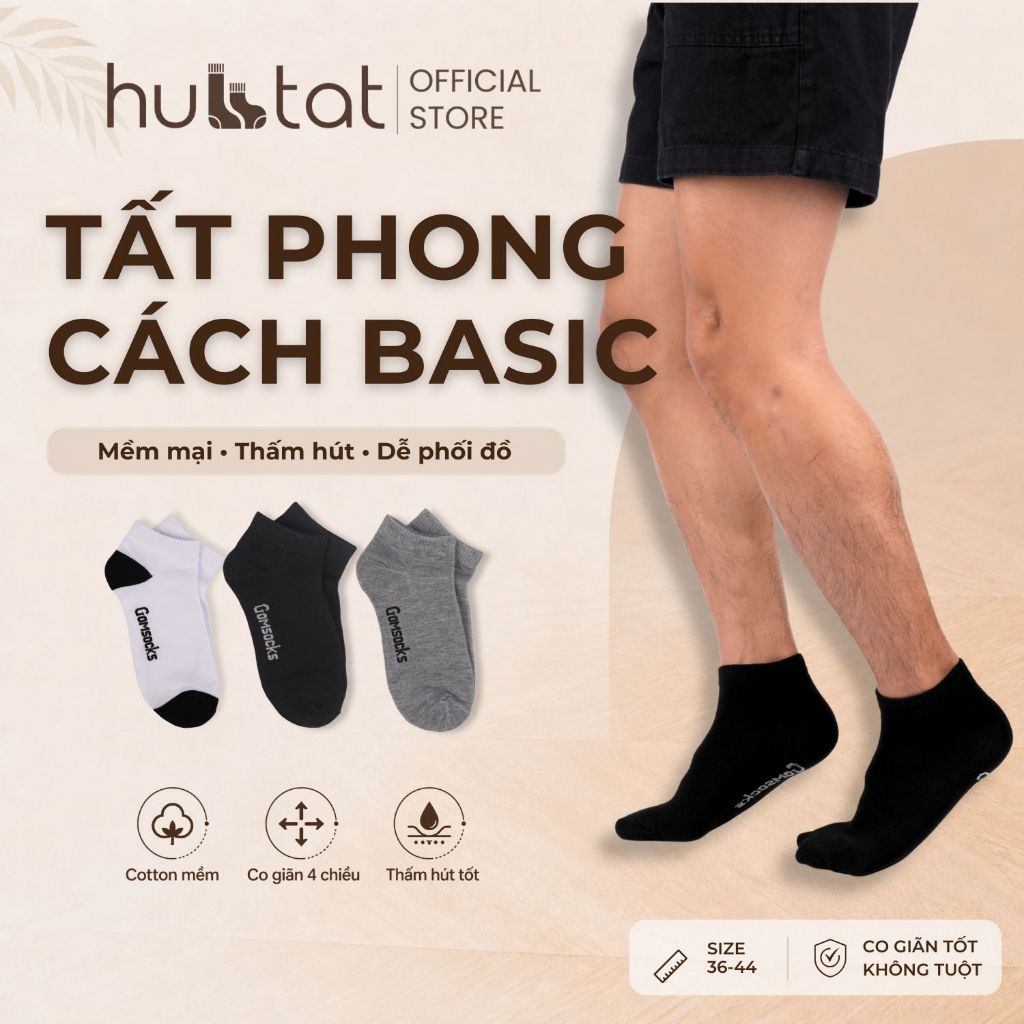 [HOT] Tất chân nam cổ ngắn basic đa dụng HUBTAT, vớ nam cổ dài vải chất liệu cotton khử mùi – VNX-SOCKS
