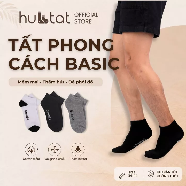 [HOT] Tất chân nam cổ ngắn basic đa dụng HUBTAT, vớ nam cổ dài vải chất liệu cotton khử mùi - VNX-SOCKS