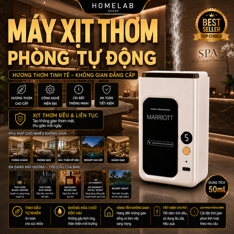 Máy Xịt thơm tự động giá tốt Dùng Cho nhà hàng, khách sạn, nhà riêng, phòng khách, phòng vs nhỏ hương thơm sang, resort.