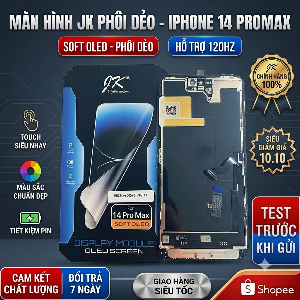 Màn hình thay thế cho ip 14 PROMAX Soft oled phôi dẻo 120Hz chính hãng JK - Bảo hành 6 tháng | BigBuy360 - bigbuy360.vn