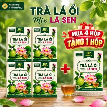 Trà Lá Ổi Mix Lá Sen Nguyên Chất - Trà Thảo Mộc HC 30 Túi Lọc Tiện Lợi, Dễ Uống
