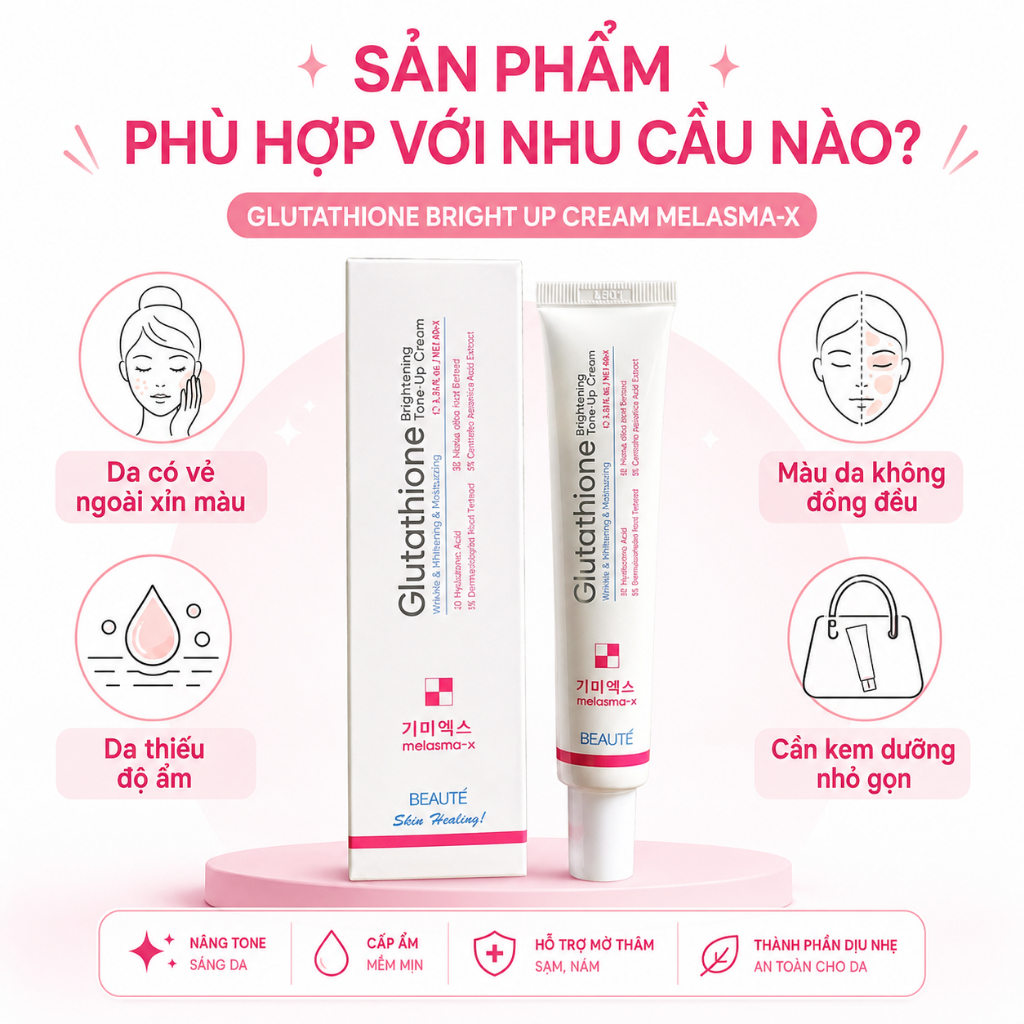 Melasma X Glutathione Bright Up Cream Beaute 10ml - Kem Dưỡng Sáng Da, Cấp Ẩm, Hỗ Trợ Đều Màu Da, Mỹ Phẩm Hàn Quốc