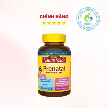 Vitamin tổng hợp bầu Mỹ (150v), DHA cho mẹ bầu và sau sinh Nature Made Prenatal Multi + DHA, USA