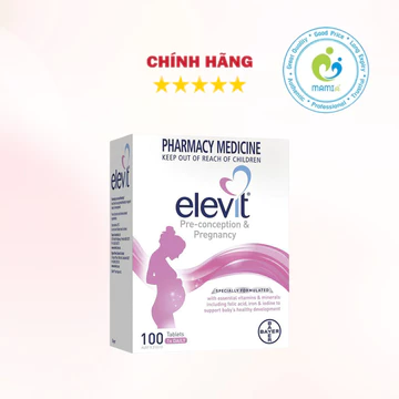 Vitamin bầu bú (100v/60v) bổ sung vitamin A, B, C, D, E, B9, canxi, kẽm cho mẹ bầu và mẹ sau sinh Elevit, Úc