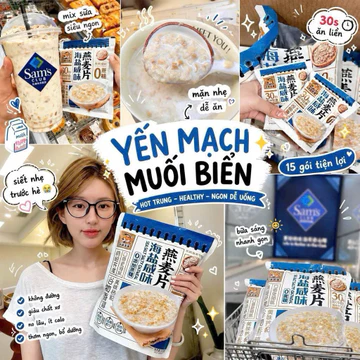 Bột yến mạch mặn muối biển vàng bịch 450g 15 gói bột ngũ cốc yến mạch Bữa sáng dinh dưỡng ăn liền