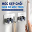 Móc kẹp chổi inox có móc treo cao cấp 8.5x6.5cm