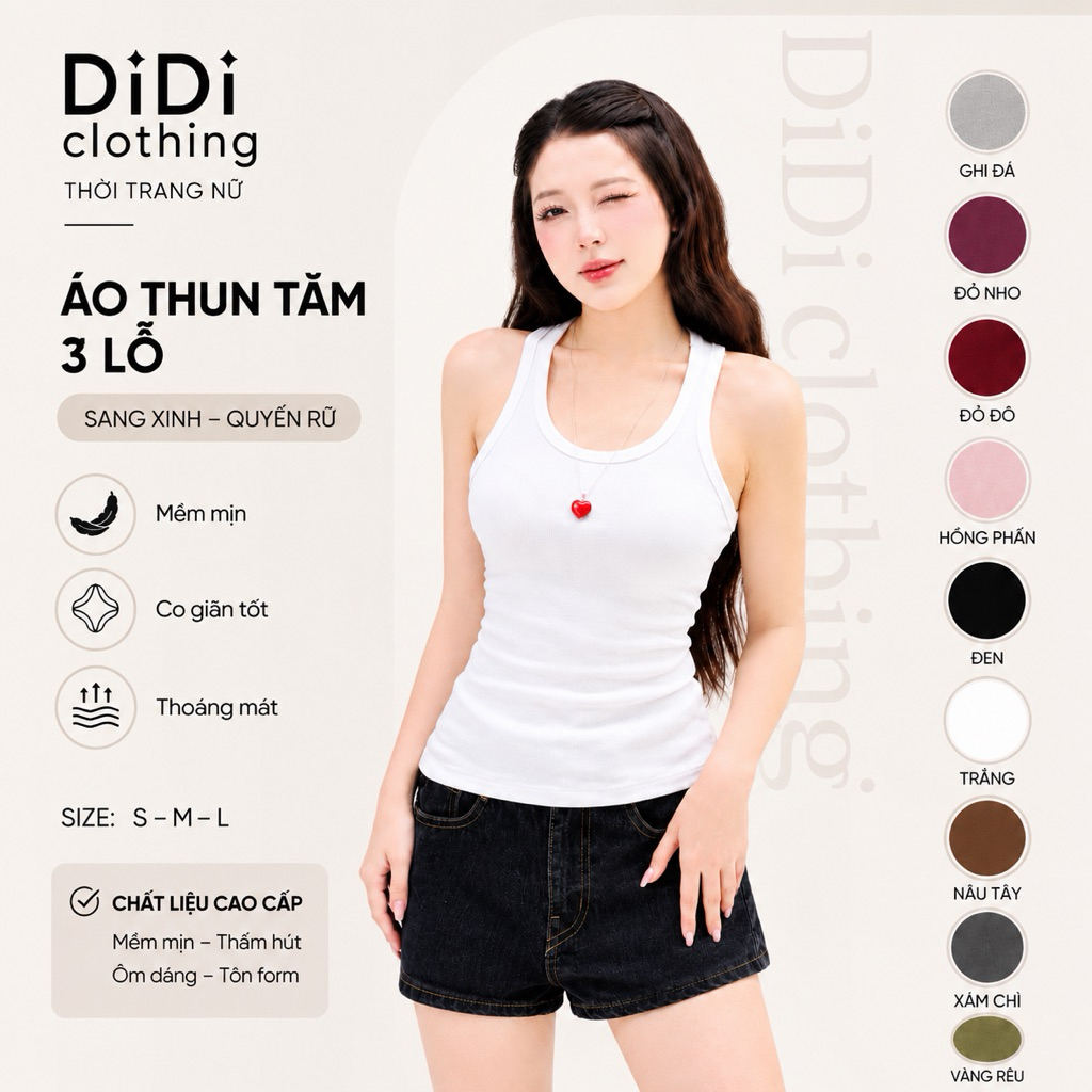 Áo ba lỗ trơn / Áo thun fom ôm body chất tăm lạnh DiDi Clothing -095