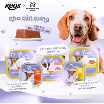 (Thùng) Pate cao cấp Pháp Plaisir vị Gà cho chó, thức ăn ướt mềm dễ ăn cho chó con, chó lớn - Petshop79