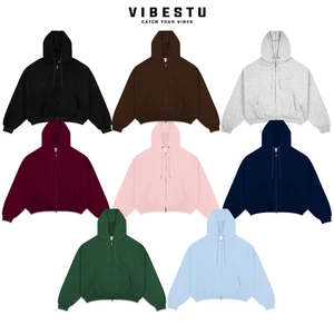 Áo Hoodie Trơn Zip 2 Chiều Vải Dày Dặn - Áo Khoác Hoodie Nỉ 2 Da Form Boxy VIBESTU