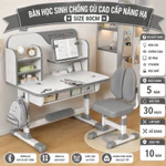 Bộ bàn học sinh SKYA C051 bàn học thông minh cho bé chống cận chống gù điều chỉnh được độ cao có giá sách ngăn đựng đồ — ảnh 3