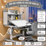 Bộ bàn học trẻ em E06 Chống gù chống cận Kệ sách thiết kế hình ngôi nhà Ghế xoay 360 có bánh xe — ảnh 2