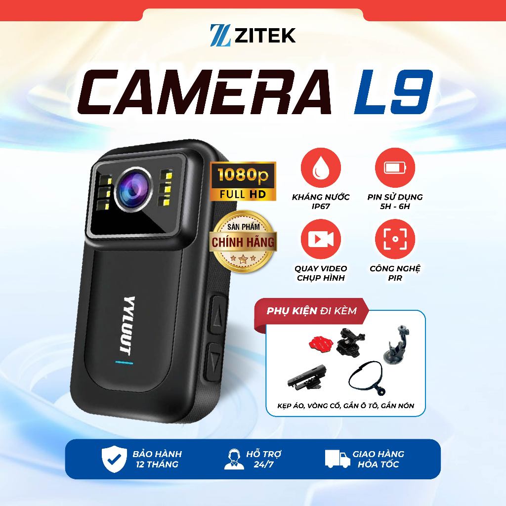 Camera Hành Trình YYLUUT L9 Full HD 1080P Camera Xe Máy Chống Rung Kháng Nước IP68 Quay Đêm Pin Dung Lượng Lớn