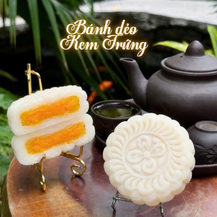 Bánh Trung Thu Dẻo Kem Trứng Ít Ngọt 150G AURIEN - Bánh Dẻo Cao Cấp Nhân Mềm Mịn