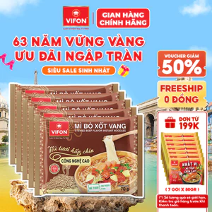 Set 5 Gói Mì Tươi Bò Xốt Vang/Thịt Bằm/Tôm Chua Cay VIFON - Sợi Dai Ngon, 70g/Gói