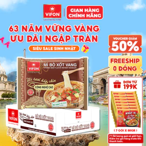 Thùng 30 gói Mì Tươi Bò Xốt Vang/ Thịt Bằm / Tôm Chua Cay VIFON 70gr/Gói