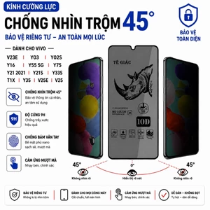Kính cường lực chống nhìn trộm 45 độ full màn Cho Vivo V23E Y03 Y02S Y16 Y55 5G Y75 Y21 2021 Y21S Y33S T1X Y35 V25E V25