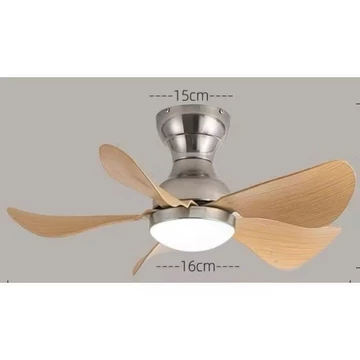 Quạt đèn trần thấp LED XANH cho phòng ngủ nhỏ, Quạt trần đèn mini cánh ngắn có remote hiện đại
