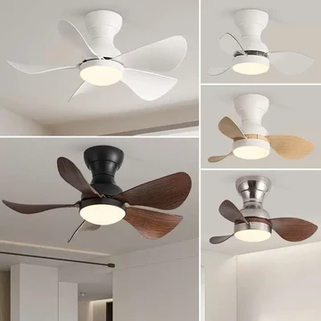 Quạt Trần Cổ Ngắn 5 Cánh Có Đảo Ngược Chiều Hút Ẩm, Quạt Đèn Trần Cánh Ngắn Cho Phòng Nhỏ