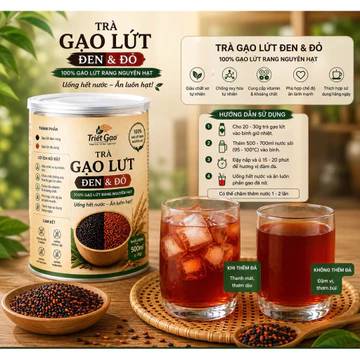 Trà Gạo Lứt Đen & Đỏ | 100% Gạo Lứt Rang Nguyên Hạt | Uống Hết Nước – Ăn Luôn Hạt | Không Hương Liệu