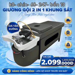 Giường Gội Đầu, Giường Gội Dưỡng Sinh 2in1 - Khung Sắt Chắc Chắn, Chuẩn Spa, Màu Đen, Xám Sang Trọng